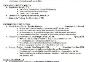 Sample Resume Of A Teacher In High School Junior High School Teacher Resume Example Math and Science