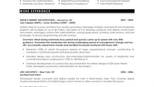 Sample Resume Of An Architect Architecture Model Galleries Architecture Resumes
