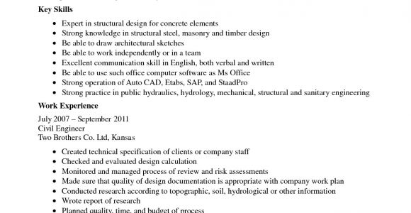 Sample Resume Of Civil Engineering Fresher Best Resume for Civil Engineer Fresher Resume Ideas