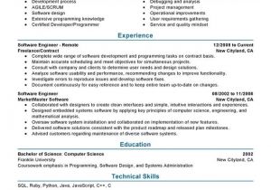 Sample Resume Of Experienced software Engineer Remote software Engineer Resume Examples Free to Try
