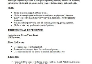 Sample Resume Of Health Care Aide Home Health Aide Resume Sample