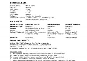 Sample Resume Of Teacher Applicant Resume for Teacher Applicant Best Letter Sample