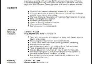 Sample Resume Vet Tech Free Professional Veterinary Technician Resume Template