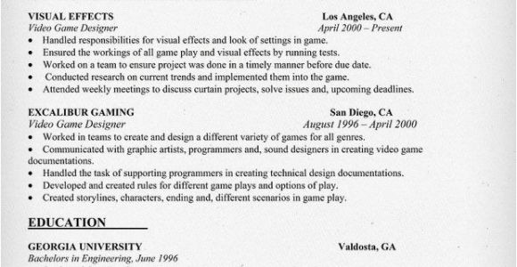 Sample Resume Video Video Game Designer Resume Sample Resumecompanion Com