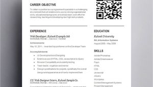 Sample Resume with Qr Code Entry Level Template with Qr Code Kukook