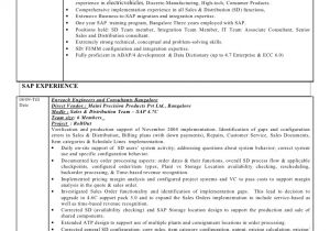 Sample Resume with Sap Experience Sap Sd 3 Years