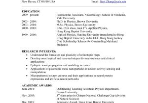 Sample Resume Yale Curriculum Vitae Yale Curriculum Vitae