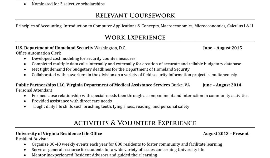 Sample Template Of Resume Resume Samples Uva Career Center williamson