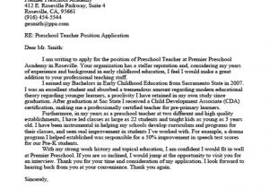Samples Of Cover Letters for Teachers Preschool Teacher Cover Letter Sample Tips Resume