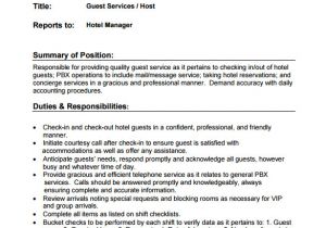 Samples Of Job Descriptions Templates 9 Hostess Job Description Templates Free Sample