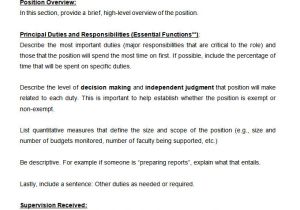 Samples Of Job Descriptions Templates Job Description Template