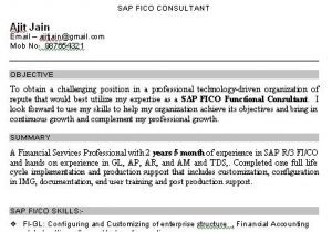 Sap Fico End User Resume Sample Sap Fico Consultant Resume Download