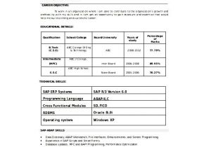 Sap Pm Fresher Resume format Sap Consultant Resume Template Word format Free Download