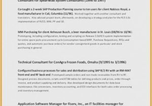 Sap Pp End User Resume Sample Beautiful Production Planning Resume Sap Component