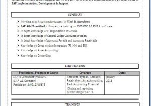 Sap Resume Samples for Freshers Sap Fico Resume format