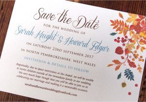 Save the Date Email Template Free Uk Autumn Wedding Invitations Falling Leaves Design Paper