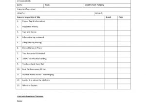 Scaffold Inspection Checklist Free Template Weekly Scaffolding Checklist