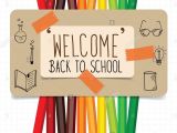 School Id Card Background Design Welcome Back to School Paper Note with Color Pencils