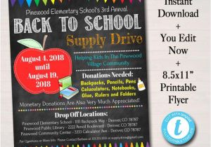 School Supply Drive Flyer Template Free Editable School Supply Drive Flyer Printable Pta Pto Flyer