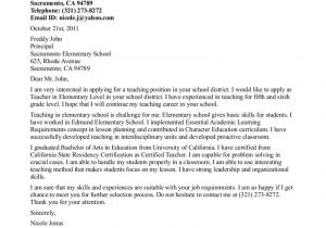 School Teacher Job Application Resume Elementary Teacher Resume Cover Letter Examples Resume