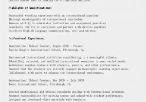 School Teacher Job Application Resume Resume Samples International School Teacher Resume Sample
