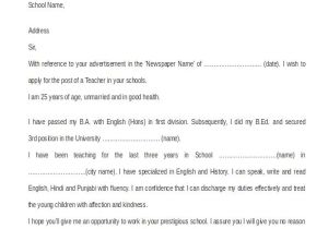 School Teacher Job Application Resume Sample Application Letter for School Teacher Job