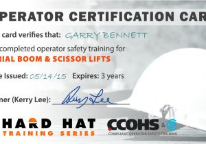 Scissor Lift Certification Card Template Certificates and Wallet Cards Hard Hat Training
