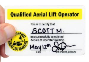 Scissor Lift Certification Card Template Qualified Aerial Lift Operator Hard Hat Decals with