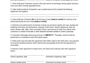 Self Employed Cleaner Contract Template Cleaning Contract Agreement Free Printable Documents