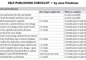 Self Publishing Templates the Self Publishing Checklist Editorial Production