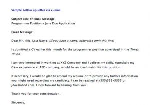 Send Cv Email Template Sample Follow Up Email 5 Examples format