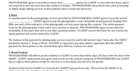 Senior Photography Contract Template Photography Contract Example 17 Free Word Pdf Documents