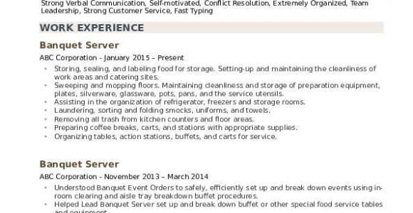 Server Resume Samples Banquet Server Resume Samples Qwikresume