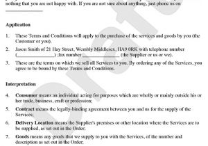 Service Contract Terms and Conditions Template Terms and Conditions for the Supply Of Services to