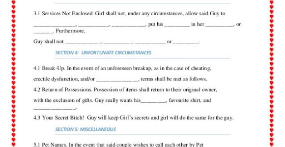 Sex Contract Template Dating Contract