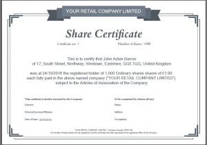 Shareholder Certificate Template Another Inform Direct Product Update October 2016