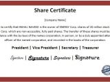 Shareholder Certificate Template Business Share Certificate Template Word Excel Templates