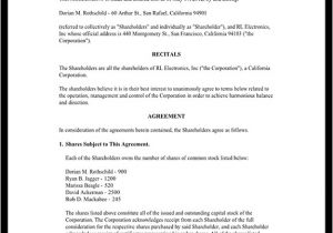 Shareholder Contract Template Shareholder Agreement Shareholder Contract form with