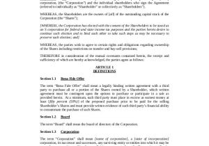 Shareholder Contract Template Shareholder Agreement Template 18 Free Word Pdf