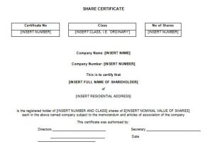 Shareholders Certificate Template Free Share Certificate Template south Africa Printable