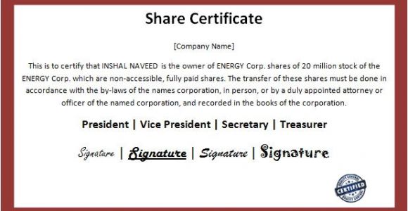 Shareholding Certificate Template Business Shareholder Registers Certificate Template Word