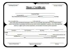 Shareholding Certificate Template Shareholders Certificate Template Dtk Templates