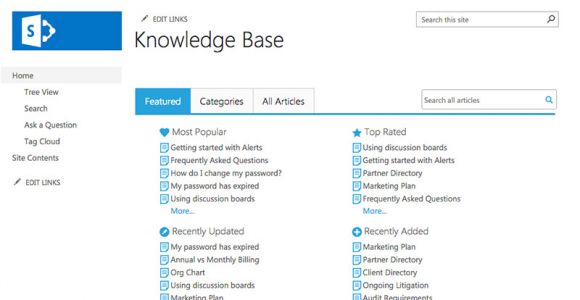Sharepoint Knowledge Management Template Knowledge Base 2 5 for Sharepoint From Bamboo solutions