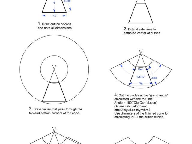 Sheet Metal Cone Template How To Make A Cone And Cone Calculator For ...