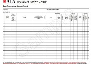 Shop Drawing Log Template G712 1972 Shop Drawing and Sample Record Aia Bookstore