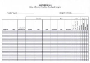 Shop Drawing Log Template Submittal Log form 5 99 Download now