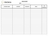 Sign In Sheet Template Name Phone Email Sign In Sheet Template