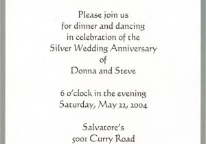 Silver Jubilee Marriage Anniversary Invitation Card 25th Wedding Anniversary Invitation Wording Cobypic Com