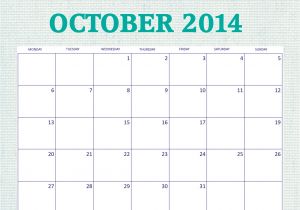 Simple Calendar Template 2014 Free Printable October 2014 Calendar