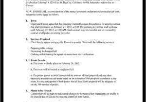 Simple Catering Contract Template Catering Contract Catering Contract Template with Sample